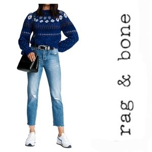 Rag & Bone Maya High Rise Ankle Slim Button Fly Denim Jean 29 Aquarius Wash